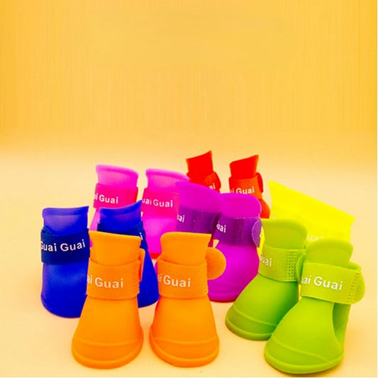 Pet rain shoes dog cat anti-slip rubber