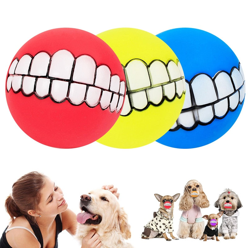 Pet Dog Puppy Ball Teeth Silicon Chew Toys Sound Novelty