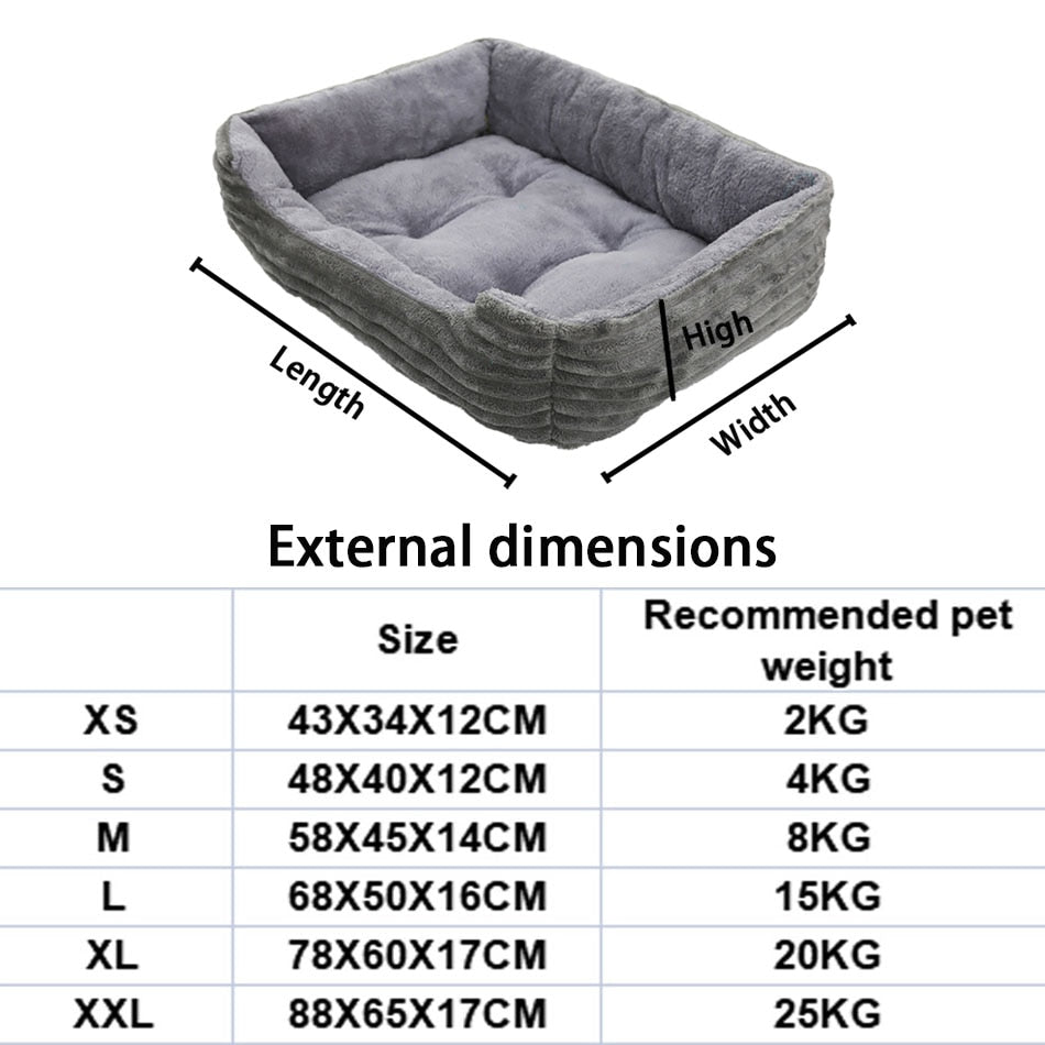 Beds for Dog and Cats Pet Square Plush Kennel