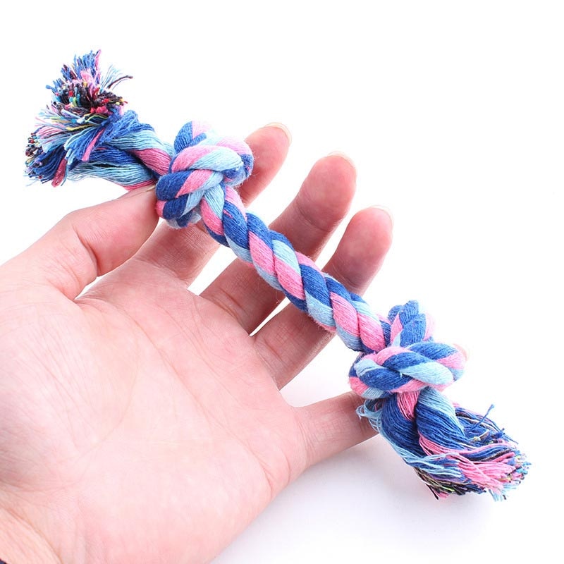 Pet Dog Toy Rope Double Knot Cotton Braided 1pc