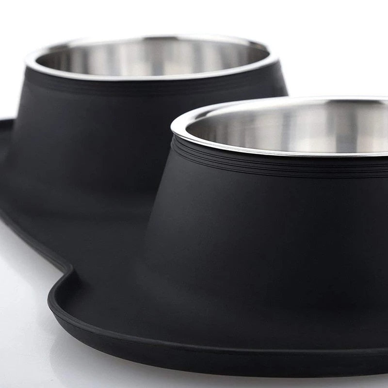 Antislip Double Dog Bowl With Silicone