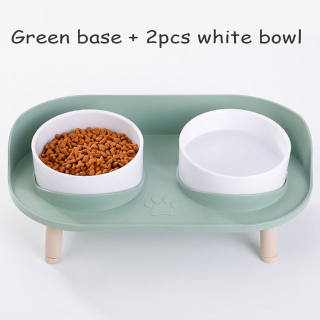 Food Feeders Pet Cat Double Bowls