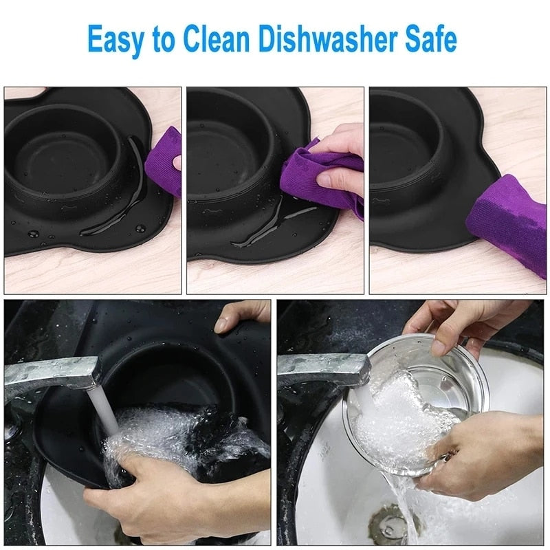 Antislip Double Dog Bowl With Silicone