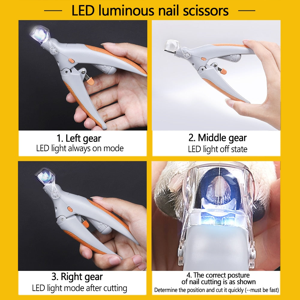 Professional Pet Nail Clipper with LED Light