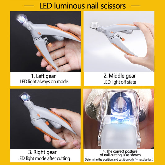 Professional Pet Nail Clipper with LED Light