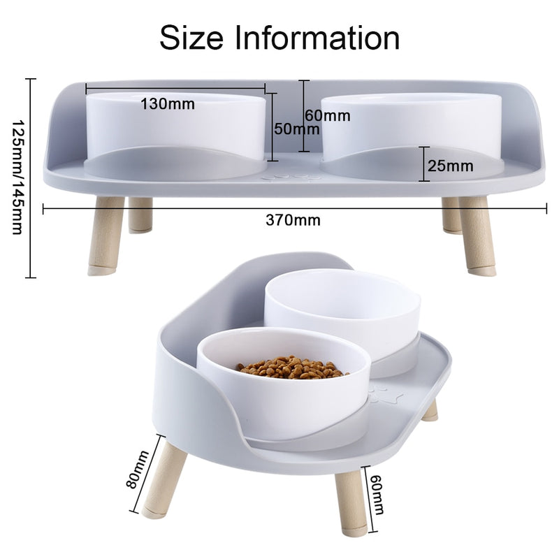 Food Feeders Pet Cat Double Bowls