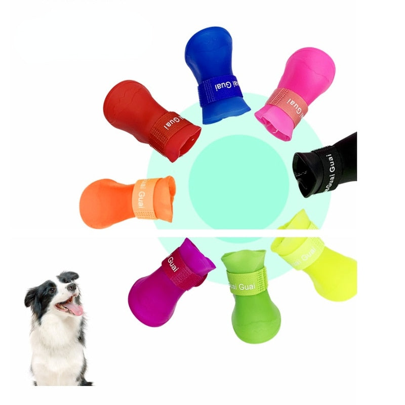 Pet rain shoes dog cat anti-slip rubber