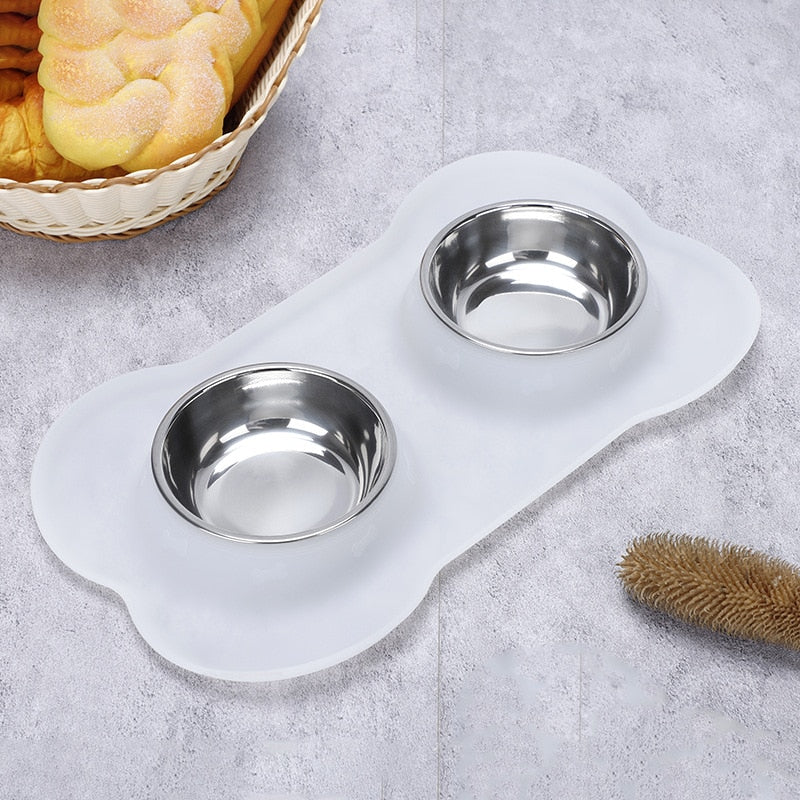 Antislip Double Dog Bowl With Silicone