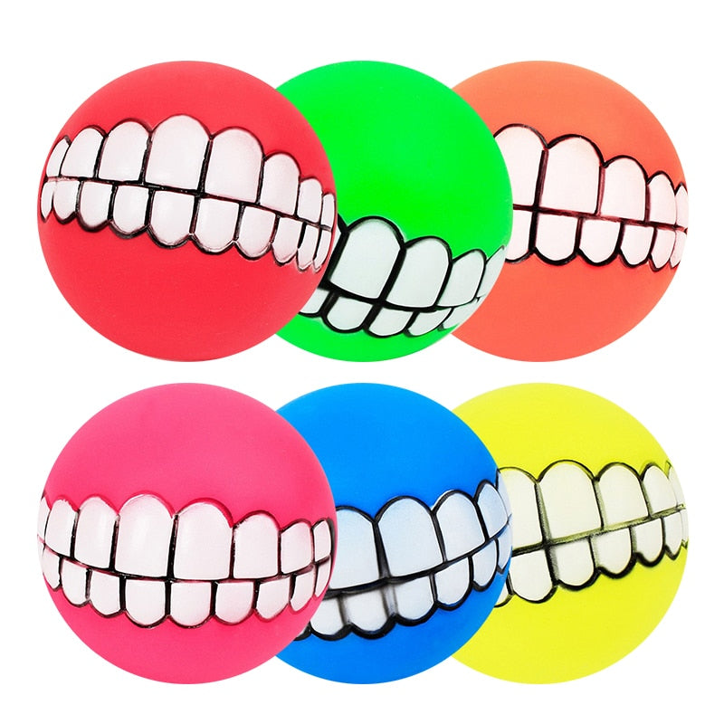 Pet Dog Puppy Ball Teeth Silicon Chew Toys Sound Novelty