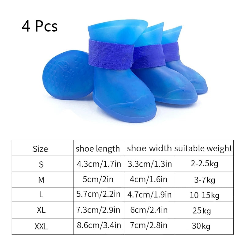 WaterProof rainshoes anti-slip rubber boot for dogs/cats 4Pcs