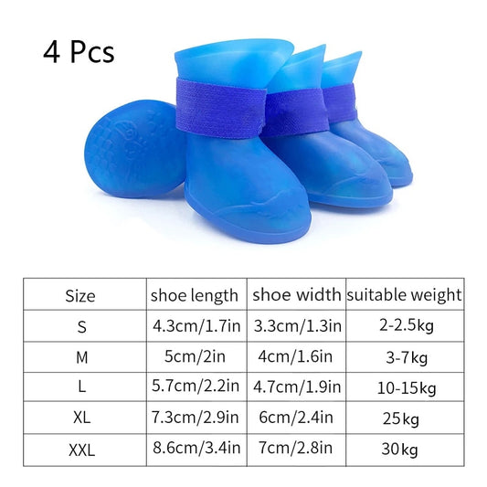 WaterProof rainshoes anti-slip rubber boot for dogs/cats 4Pcs