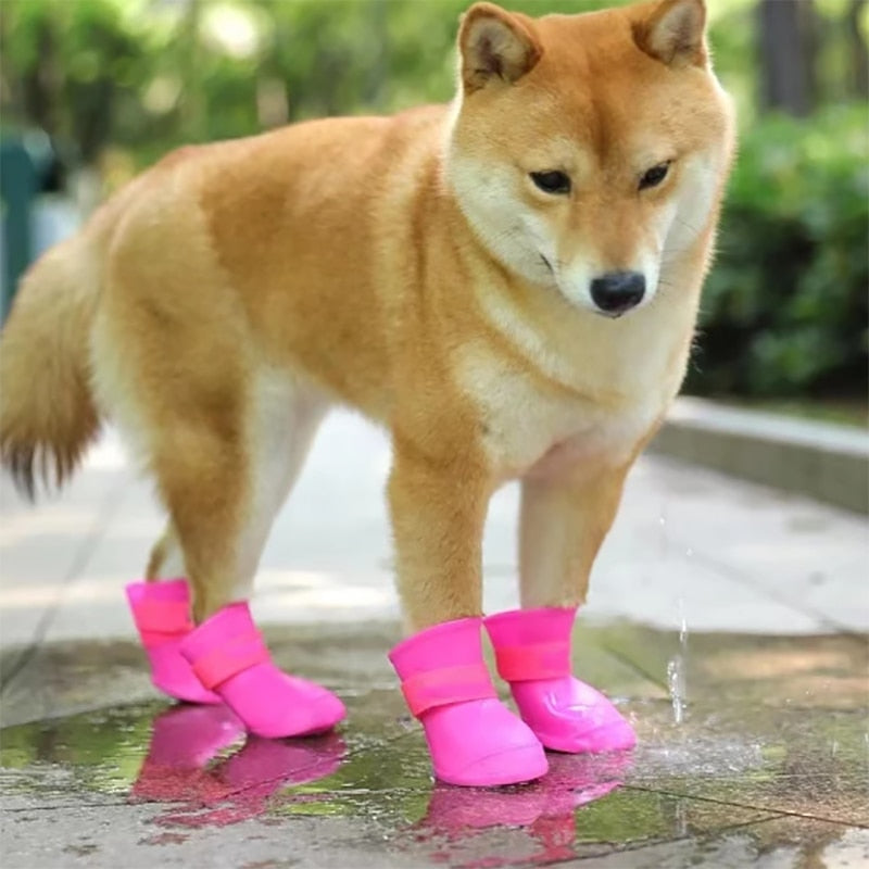 WaterProof rainshoes anti-slip rubber boot for dogs/cats 4Pcs