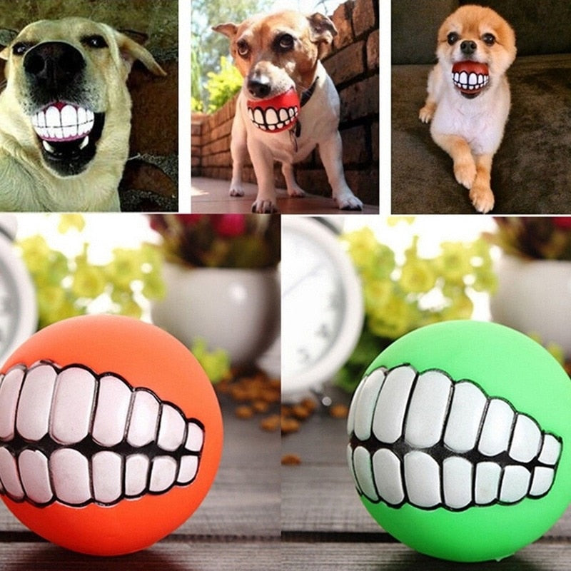 Pet Dog Puppy Ball Teeth Silicon Chew Toys Sound Novelty