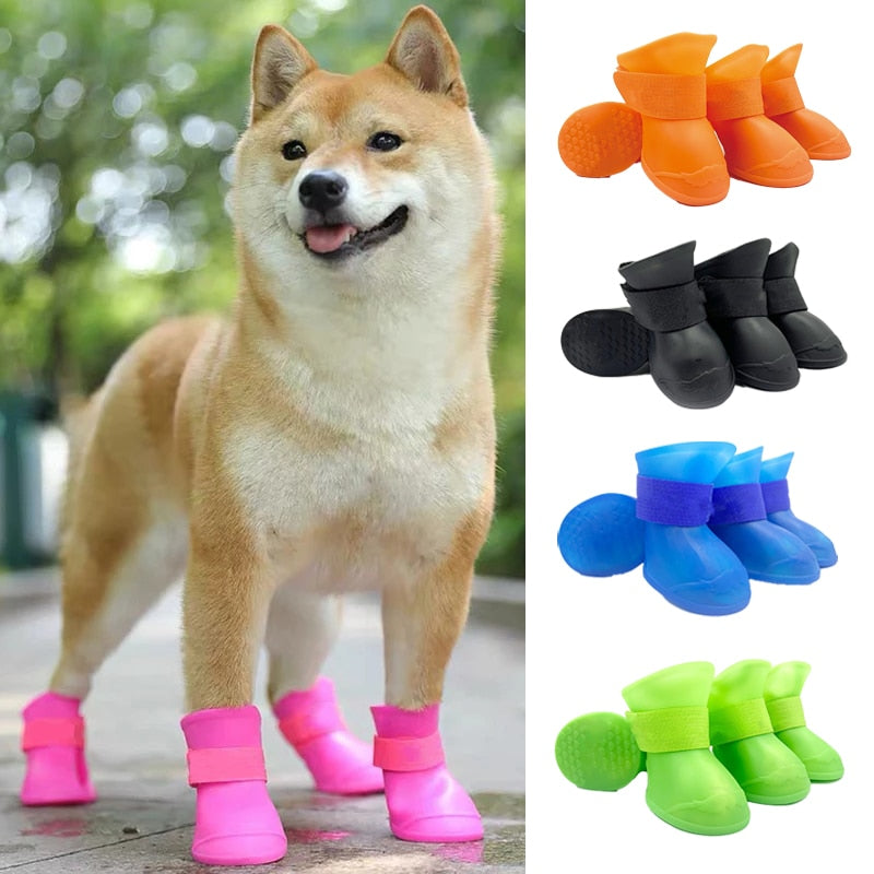 WaterProof rainshoes anti-slip rubber boot for dogs/cats 4Pcs