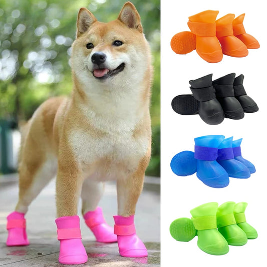 WaterProof rainshoes anti-slip rubber boot for dogs/cats 4Pcs
